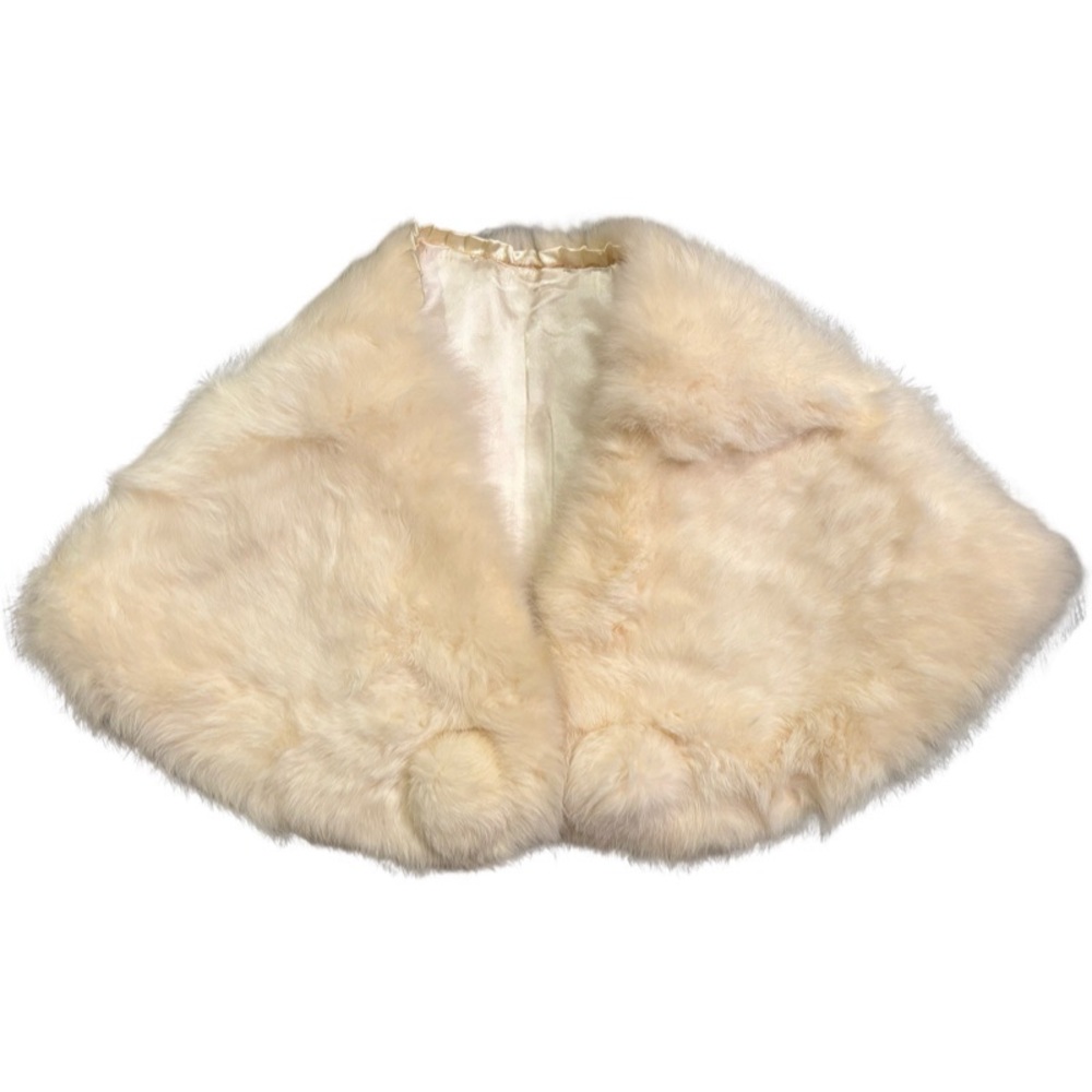 Vintage Cream Faux Fur Capelet Shrug Shoulder Wrap